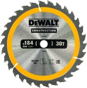 DeWalt Kreissägeblatt für Handkreissägen, Durchmesser: 184 mm, Bohrung: 16 mm, 30 Zähne, Farbe: Gelb - Bild 1