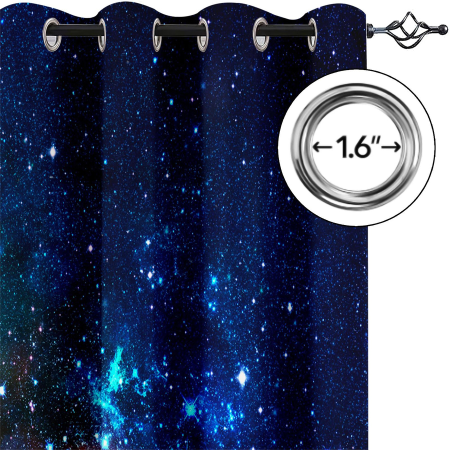 Verdunkelungsvorhang mit Galaxie und Sternenhimmel Motiv in Multicolor, Breite: 100 cm, Höhe: 70 cm - Bild 3