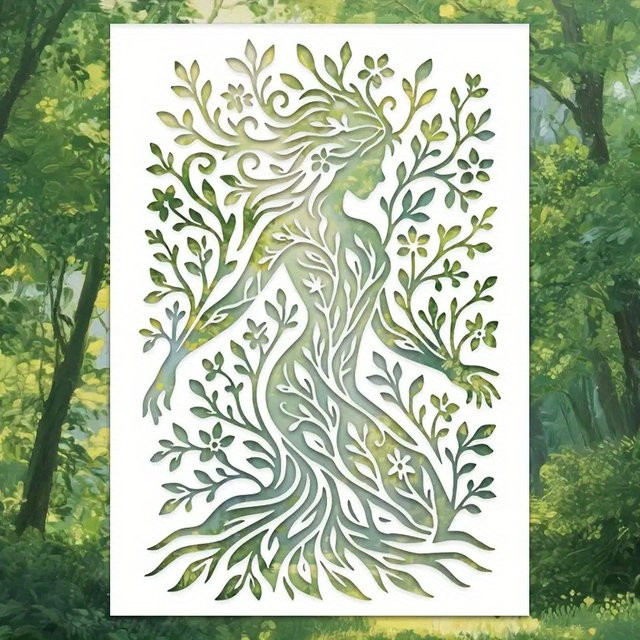 PenhuaMoban Baum des Lebens DIY Schablone für Wandmalerei und Sammelalben, A4, Breite: 21 cm, Höhe: 29 cm - Bild 1