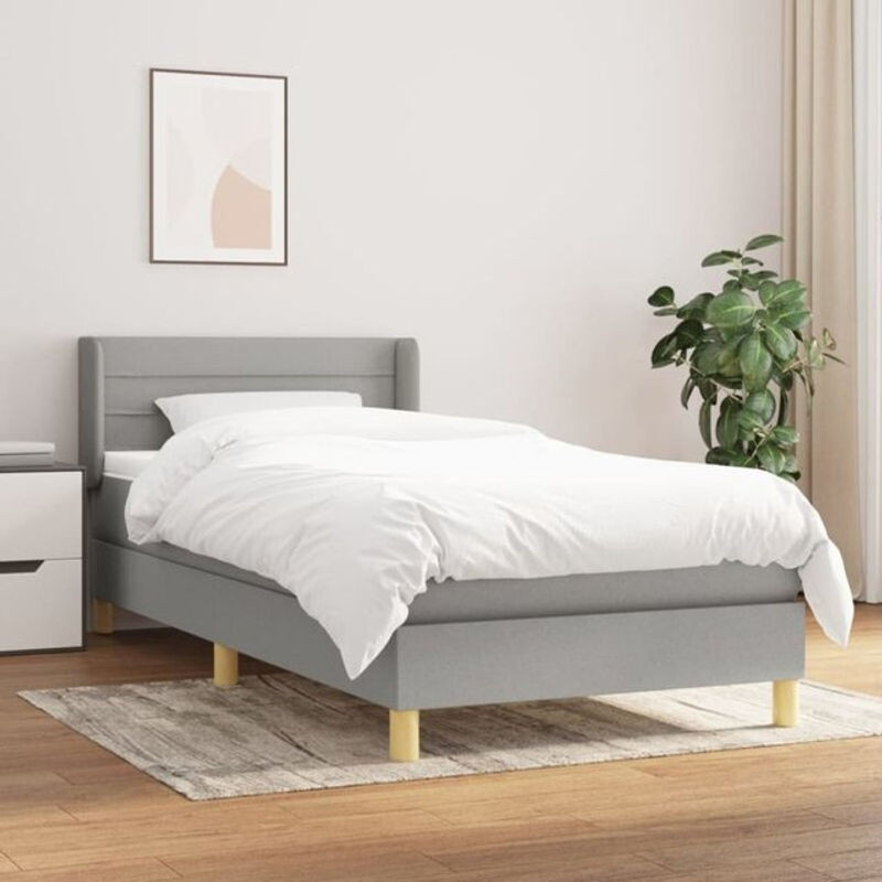 Vidaxl Boxspringbett mit Matratze in Grau aus Stoff und Massivholz B/T/H: 90 x 200 x 78 cm - Bild 1