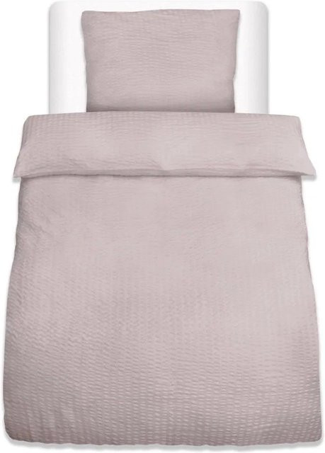 Beautissu 2-teiliges Seersucker Bettwäsche-Set aus Mikrofaser in Beige, bestehend aus Bettbezug Breite: 135 cm, Höhe: 200 cm und Kopfkissen Breite: 80 cm, Höhe: 80 cm - Bild 1