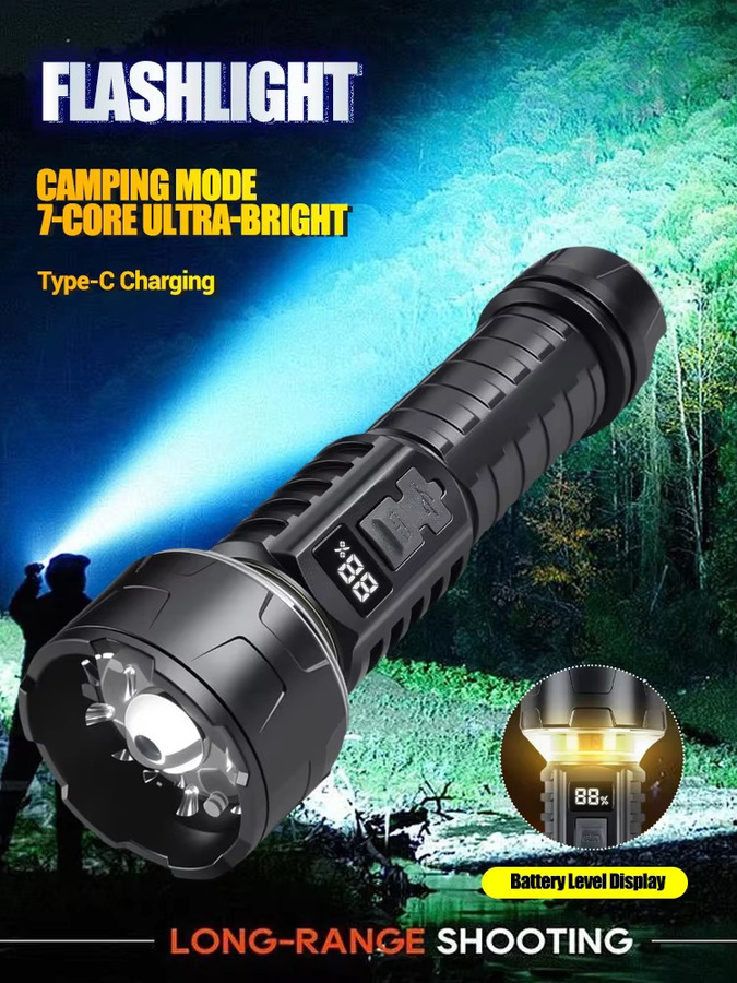 Heinast LED Taschenlampe und Laternen-Set, Schwarz, Wasserdicht, Wiederaufladbar mit Power Display für Outdoor und Camping - Bild 7