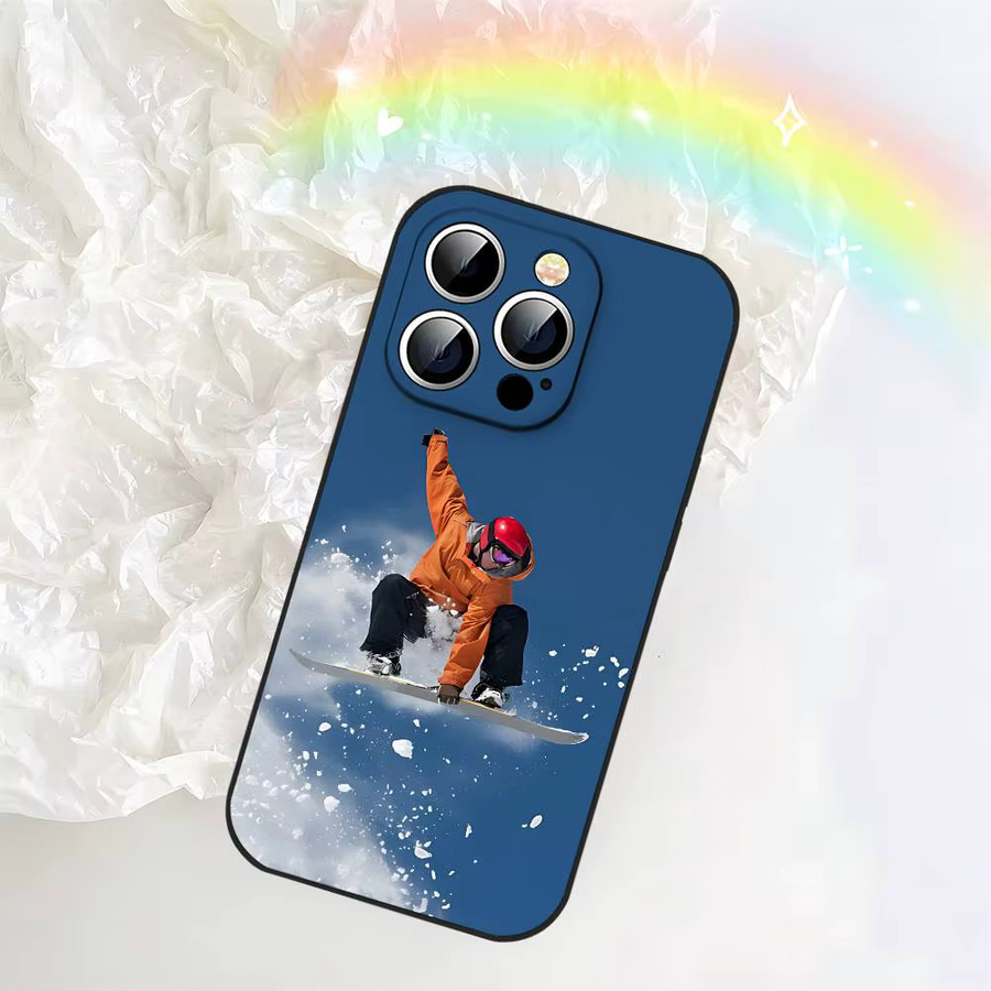 Snowboard-Sport Handyhülle in Schwarz passend für iPhone 17, 16, 15, 14, 13, 11 Pro Max, Plus, X, Xr, Xs Max und 13 Mini - Bild 3
