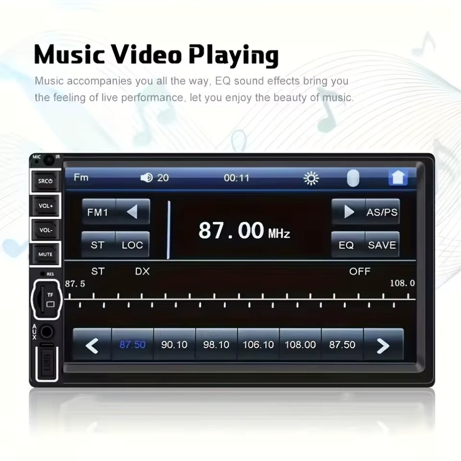 Bileeko 1-DIN Auto-Audio-Stereoanlage mit 17,78 cm HD-Touchscreen, MP5-Multimedia-Player, Mirror Link und FM-Radio in Schwarz - Bild 4