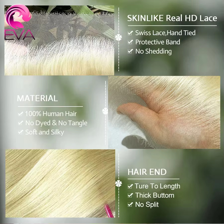 Eva Hair HD-Spitzenfrontverschluss, blond, gerade und gewellt - Bild 3