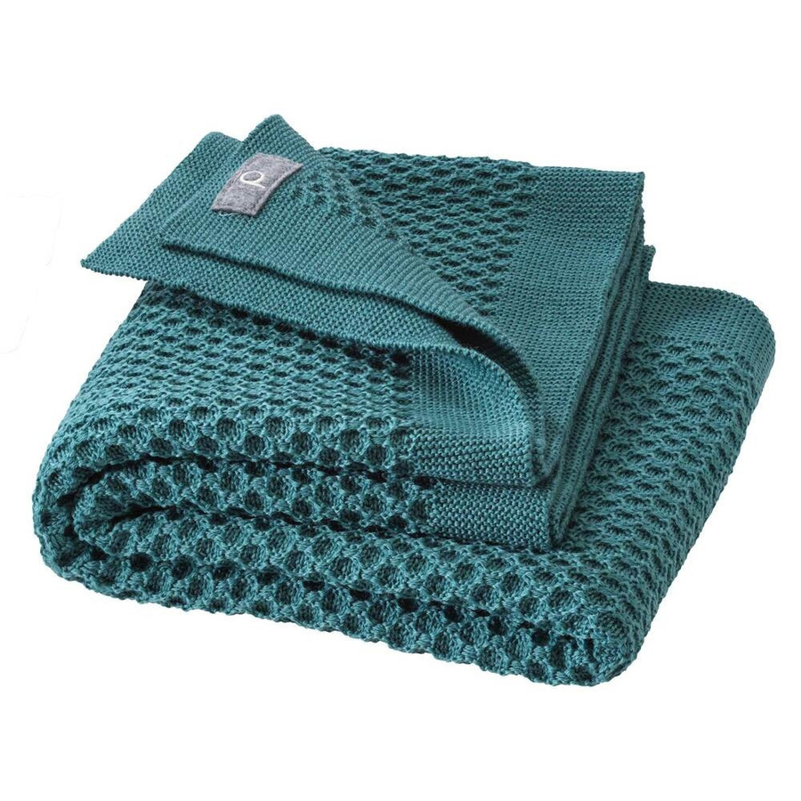 Disana Merino Schurwoll Waben-Strickdecke in Eukalyptus Grün, B/H: 80 x 100 cm - Bild 1