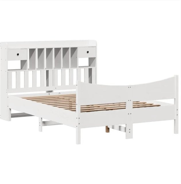 vidaXL Massivholzbett aus Kiefernholz mit Schubladen in Weiß, B/T/H: 140 x 190 x 110 cm - Bild 1