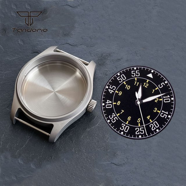 tandorio Uhrengehäuse Pilot, Titan, 39 mm, Saphirglas, Silber, Unisex - Bild 1