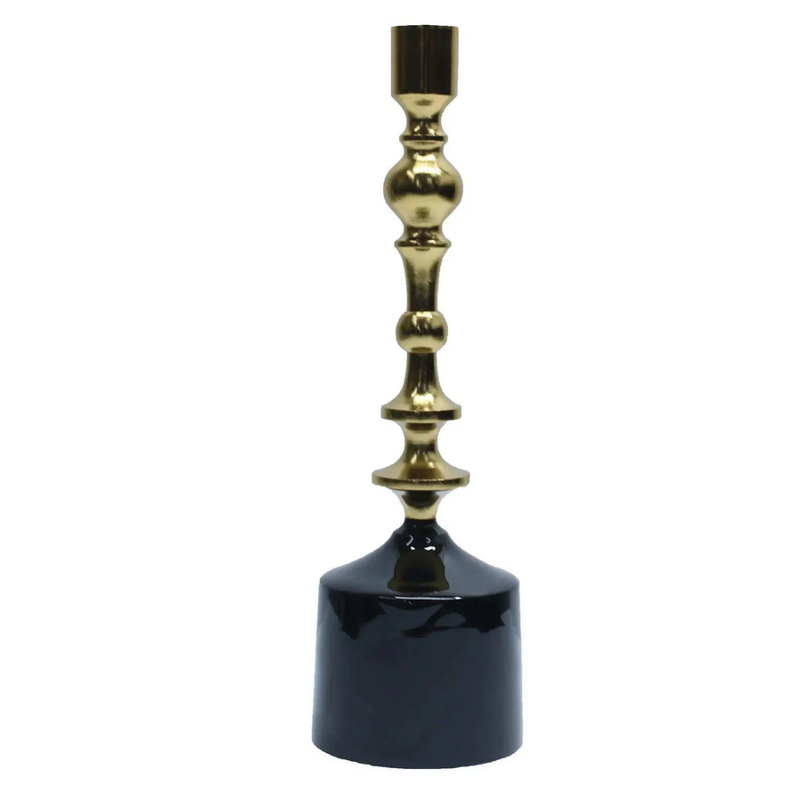 House of Nature Kerzenhalter Halifax aus Keramik für Stabkerzen, Gold/Schwarz, Höhe: 33 cm - Bild 1