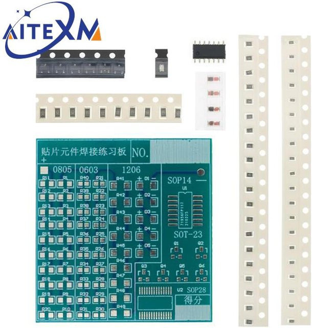 YANXD DIY Platine PCB SMT SMD Löten Praxis Board Kit mit 77 Komponenten zum Training deiner Elektronik-Fähigkeiten - Bild 1