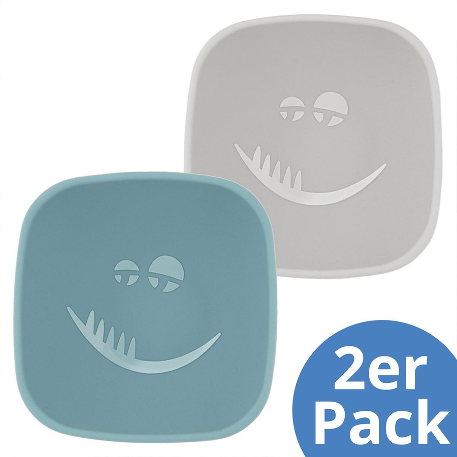 MiaMia Silikon-Schalen mit Saugnapf 2er Pack Monster in Petrol und Hellgrau - Bild 1