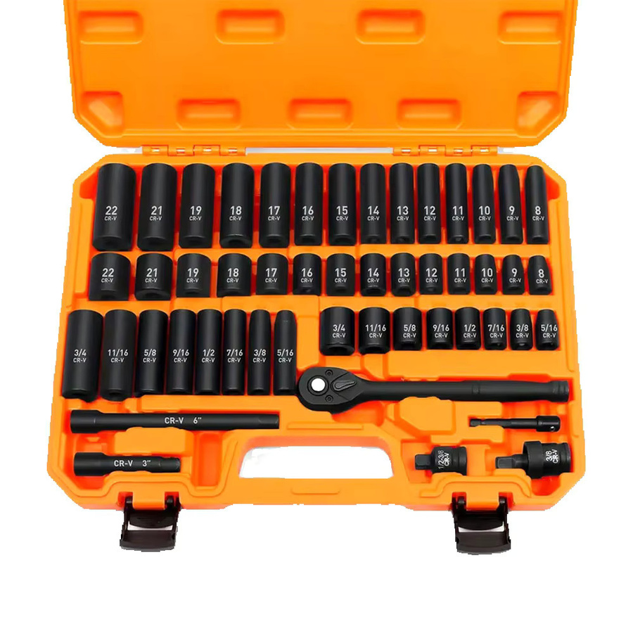 Podofo 50-teiliges Getriebe-Schlaghülsen-Set mit Adapter, Ratschengriff, Schaft und Verlängerungsstange - Bild 4