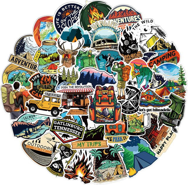 Charile Outdoor-Wald-Wander-Reise-Aufkleber, 10 Stück, multicolor - Bild 1