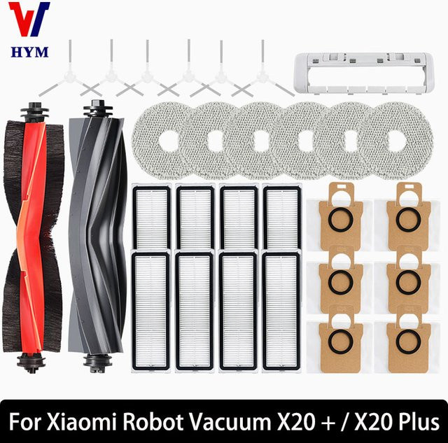 HAOYUNMA Ersatzteil-Set für Xiaomi X20+ X20 Plus mit Hauptbürste, HEPA-Filter, Mopptuch und Staubbeutel, Mehrfarbig - Bild 1