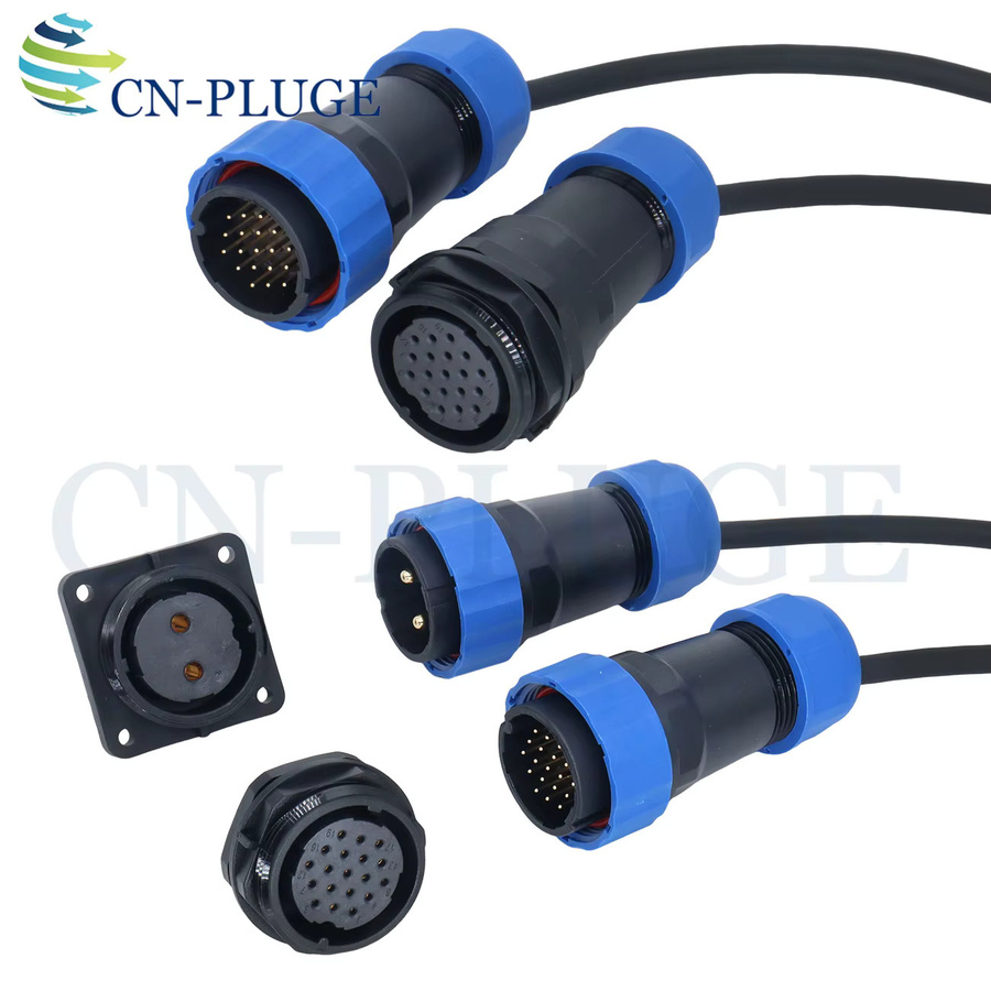 SZYingXian SD28 IP68 Wasserdichter Luftfahrtstecker Quadratische Einbaubuchse mit Innengewinde in Blau - Bild 4