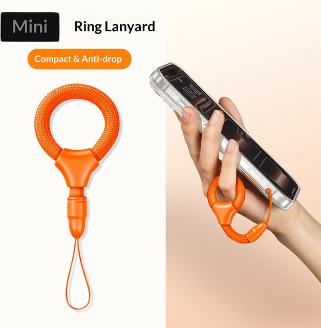 Yierfa Mini Handy-Lanyard Ringband als kurzes Anti-Verlust Handband für iPhone, Huawei, Xiaomi, Oppo, Meizu und OnePlus in Pink und Orange - Bild 1
