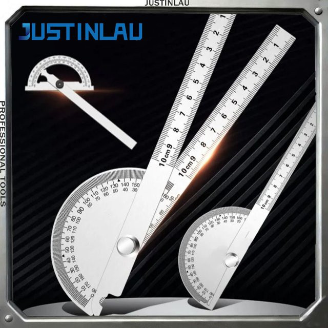 JUSTINLAU Winkellineal Messwinkelmesser aus Edelstahl in Silber für die Holzbearbeitung - Bild 1