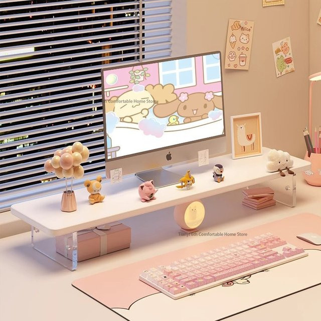 Moderner Acryl Monitorständer FY38CS für Schreibtisch und Büro in Transparent - Bild 1