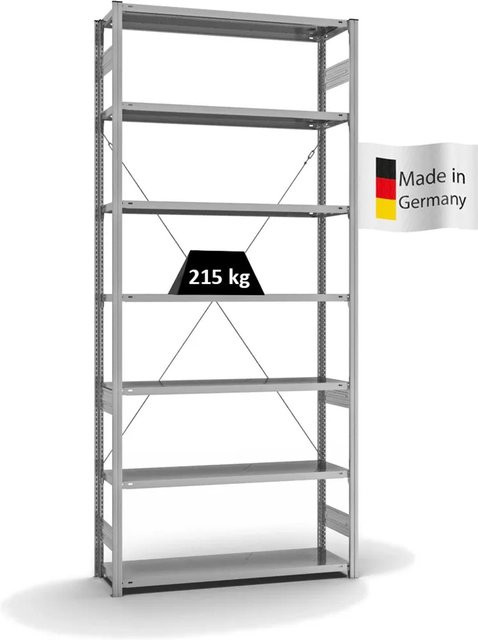 PROREGAL Fachbodenregal Stecksystem T-Profil Medium-Duty, 7 Ebenen, verzinkt, H x B x T: 300 x 130 x 40 cm - Bild 1