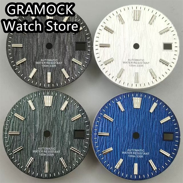 GRAMOCK Zifferblatt, Rindenstruktur, 29 mm, Schwarz, Weiß, Dunkelgrün, Blau, Unisex - Bild 1