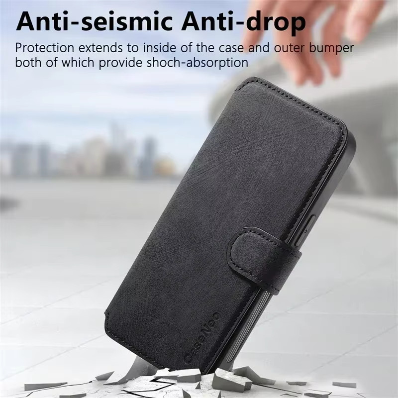 CHUBAN MagSafe Klapphülle mit magnetischem Kartenhalter für iPhone 12 bis 17 Pro Max Air Plus, stoßfeste Schutzhülle, Lila - Bild 5