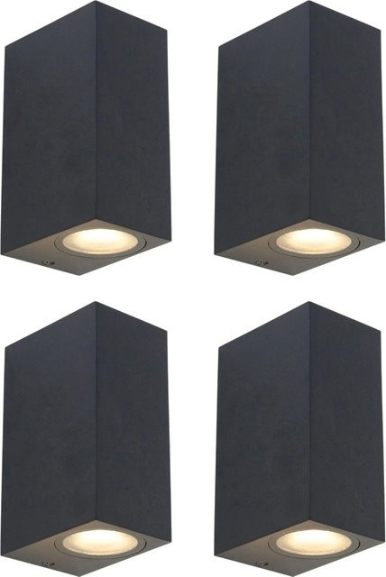 QAZQA Baleno II 4er Set Moderne Wandleuchten Schwarz IP44 Dimmbar mit Up-Down Lichteffekt für Badezimmer und Treppenbereich GU10 - Bild 1