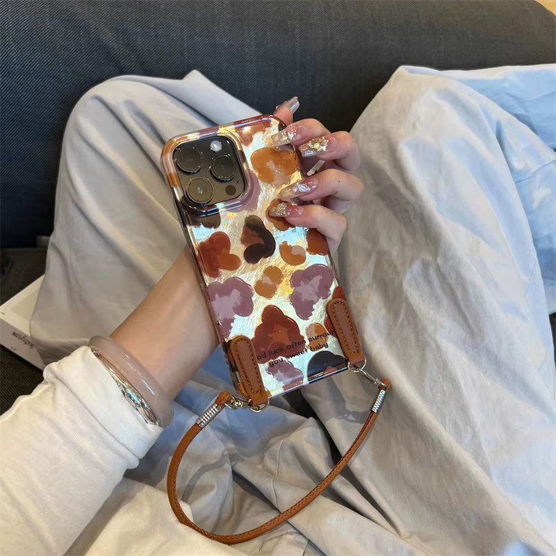 Vortex-Print Handyhülle mit Handschlaufe und Graffiti Leopardenmuster für iPhone 11 bis 17 Pro Max, Multicolour - Bild 3