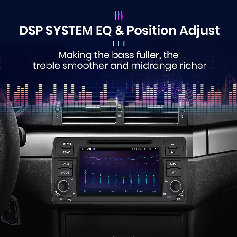Junsun Android Autoradio für BMW E46 M3 318 320 325 330 335 mit 7 Zoll Touchscreen, Wireless CarPlay, Android Auto, WiFi, GPS, Bluetooth und 4G-LTE in Schwarz - Bild 6