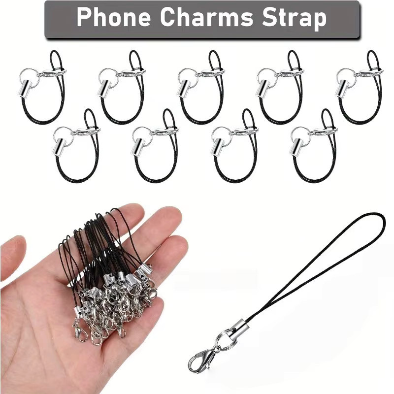 Lanyards mit geteilten Ringen und Karabinerverschlüssen in Schwarz für Telefon-Lanyards und Schlüsselanhänger, 10 oder 20 Stück - Bild 2