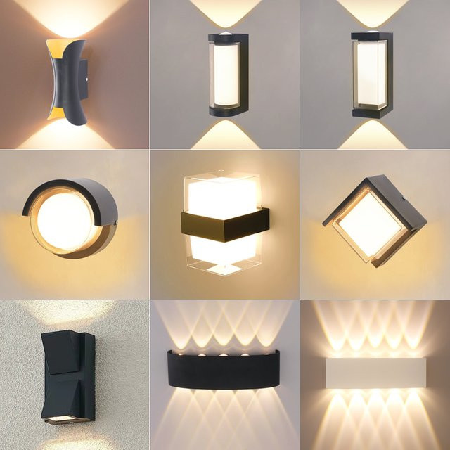 EnwYe Moderne LED Outdoor Wandleuchte Up-Down in Schwarz aus Metall und Glas für Garten, Balkon und Terrasse mit warmweißem Licht - Bild 1