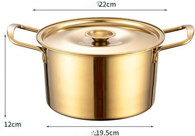 Goldfarbener Kochtopf aus Edelstahl mit Deckel und Antihaftbeschichtung von Yiran Furniture für Induktionsherde - Bild 1