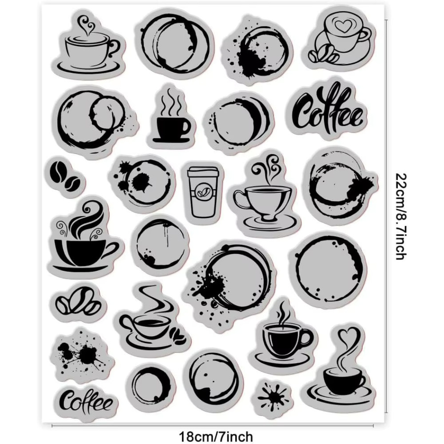 EVA-Gummistempel mit Kaffeetassen-Motiv und Kaffeeflecken-Effekt, Breite: 18 cm, Höhe: 22 cm - Bild 2