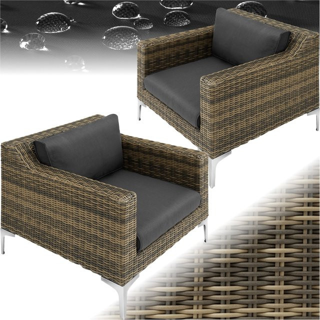 tectake Modulares Aluminium Rattanset Villanova in Anthrazit, wetterfest und UV-beständig, B/H/T: 170 x 89 x 72 cm - Bild 1