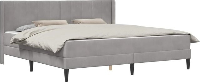 vidaXL Bettgestell mit Matratze und Kopfteil aus Samt in Hellgrau, B/T/H: 180 x 200 x 184 cm - Bild 1