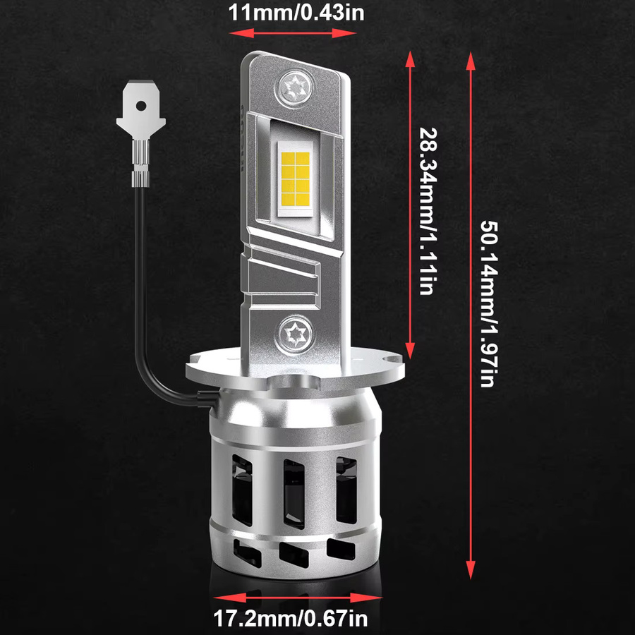 OUSHI 2 Stück H3 Auto-LED-Scheinwerferlampe, superhell, 6000 K, Weiß, mit Lüfter für Toyota Hilux und Ford - Bild 6