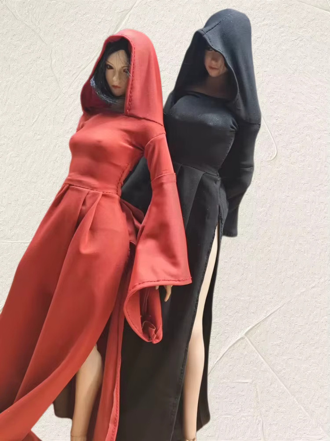 Taholicy Kleidungszubehör für weibliche Soldaten, Maßstab 1:6, eng anliegendes Kleid mit Kapuze, Rot - Bild 2