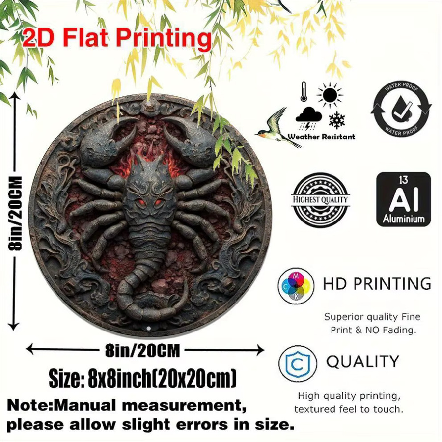 CIFBUY Rundes Sternzeichen Skorpion Wandkunst aus Aluminium, Durchmesser: 20,32 cm - Bild 2