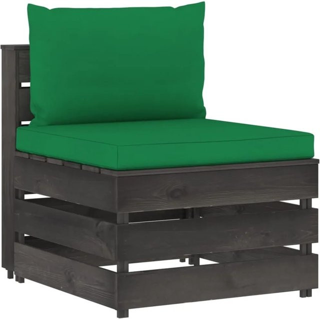 vidaXL Modulares Mittelsofa Grau aus kesseldruckimprägniertem Kiefernholz mit Kissen B: 136 cm, T: 76,7 cm, H: 60 cm - Bild 1