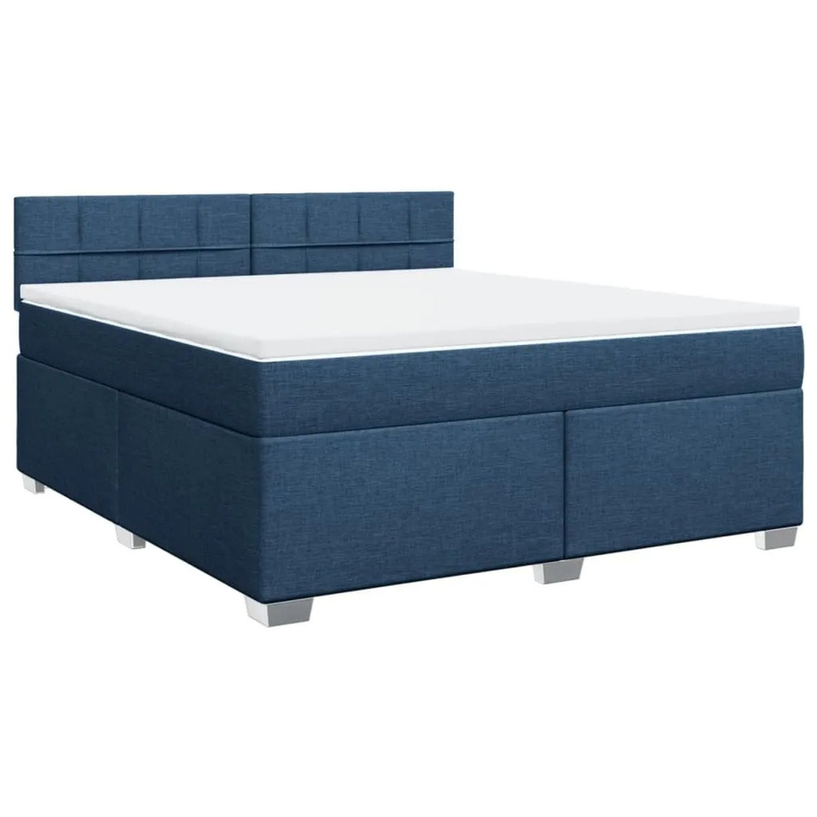 vidaXL Boxspringbett mit Matratze in Blau und Weiß, Hybrid-Design mit Taschenfederkern, B/T: 180 x 200 cm - Bild 2
