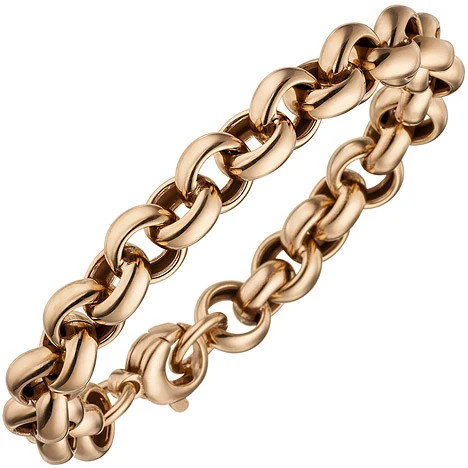 Colfem Erbsarmband 925 Sterling Silber, rotgold vergoldet, 21 cm, Unisex - Bild 1