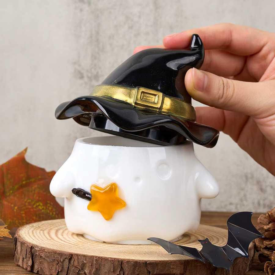 UDOCOOL Silikonform Geist und Hut für DIY Halloween Kerzen, Blumentöpfe oder Gipsarbeiten in Weiß - Bild 2