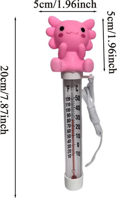 A Family Of Home Textiles Schwimmendes Poolthermometer in Eidechsenform in Pink mit Seil zur Wassertemperaturanzeige für Spa, Badewanne oder Teich - Bild 1