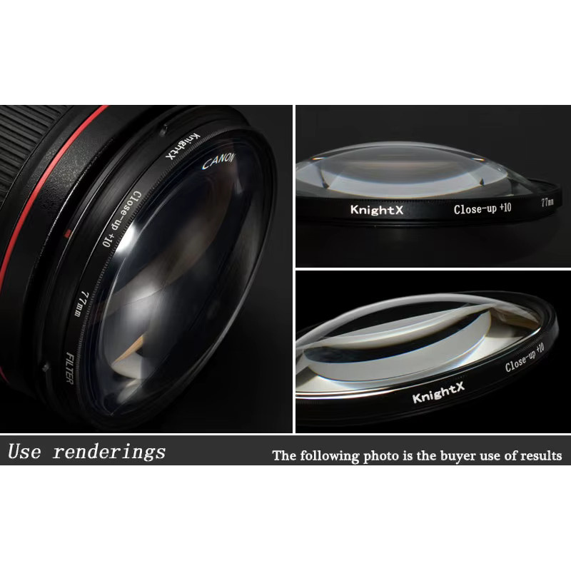 KnightX Makro Nahaufnahme Objektivfilter Set für Canon EOS Sony Nikon in Schwarz mit 49 mm, 52 mm, 55 mm, 58 mm, 62 mm, 67 mm, 72 mm und 77 mm - Bild 3