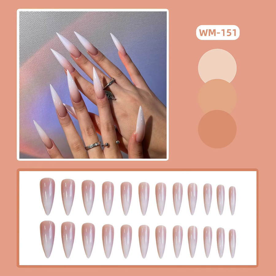 Künstliche Nägel Stiletto, Nude, Glänzend, 24 Stück - Bild 2