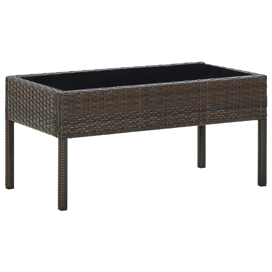 vidaXL Gartentisch aus Poly-Rattan und Glas in Braun B/T/H: 75 x 40 x 37 cm - Bild 2