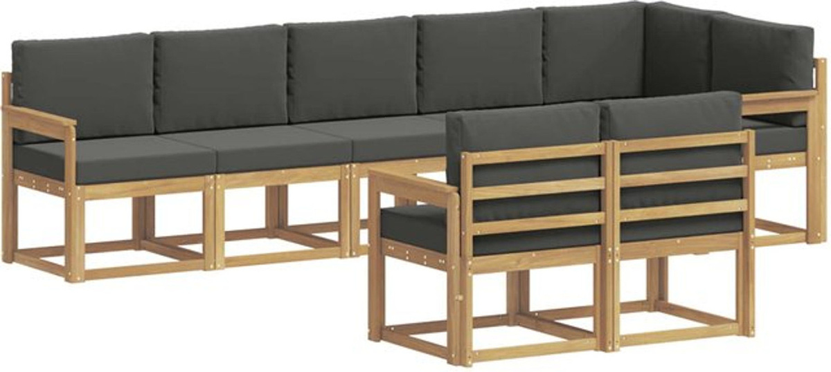 Modernes 8-teiliges Outdoor-Sofagarnitur Loungemöbel Set von vidaXL aus Akazie und Polyester in Weiß und Anthrazit - Bild 1