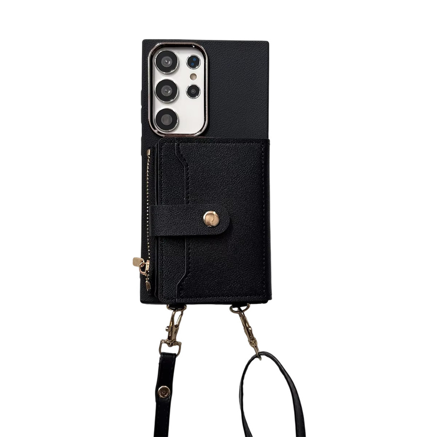 Lederne Crossbody Handyhülle mit Brieftasche für Samsung Galaxy S25 Ultra S24 S23 S22 S21 FE A56 A55 A36 A17 A16 A07 A06 in Braun - Bild 5