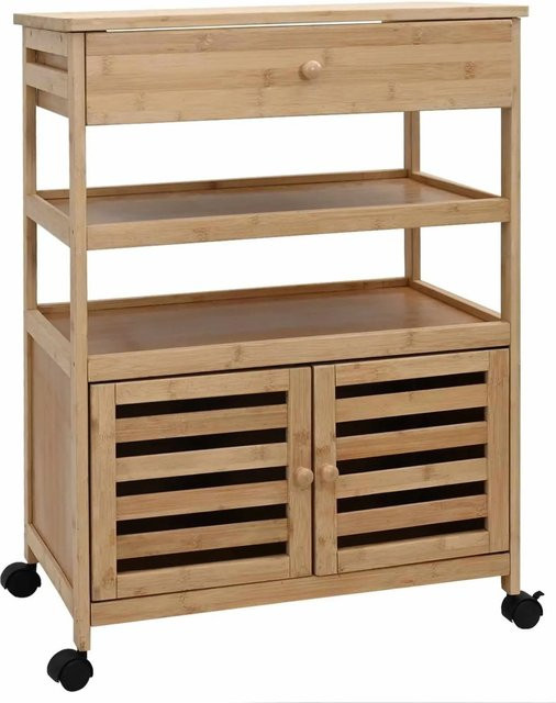 vidaXL Küchenwagen aus Bambus mit Rädern in Natur, B/T/H: 59,5 x 36 x 82 cm - Bild 1