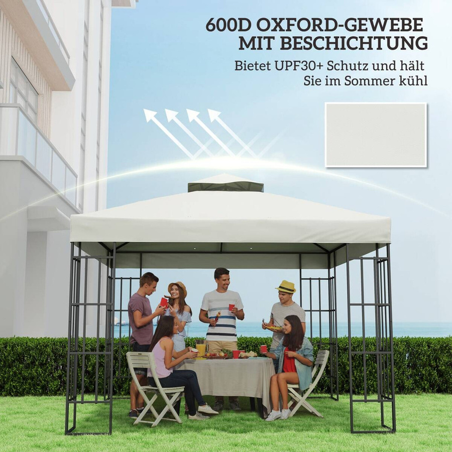 Outsunny Ersatzdach für Pavillon aus Polyester, wasserdicht und UPF 50+, Hellgrau, B/T: 300 x 300 cm - Bild 5