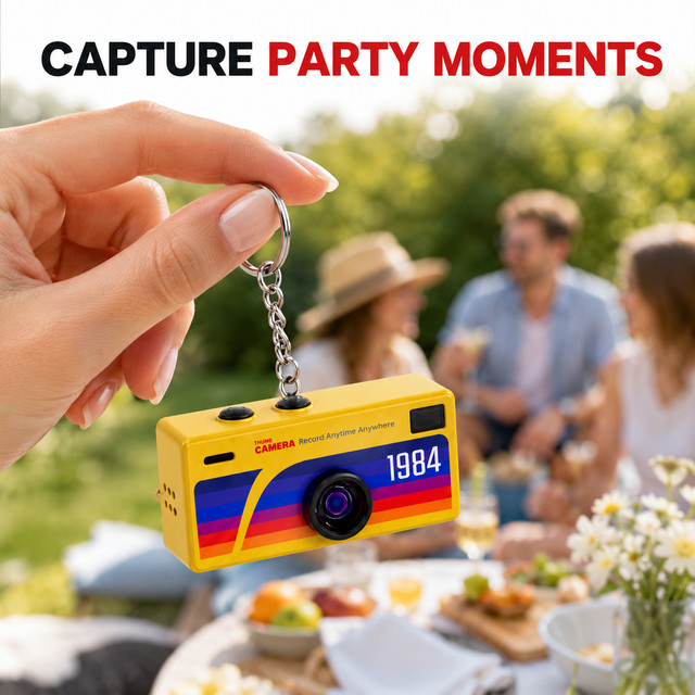 Mini-Daumenkamera Schlüsselanhänger als tragbare Action-Camera mit Blitz und Speicherkartenunterstützung in Gelb und Multicolour - Bild 1
